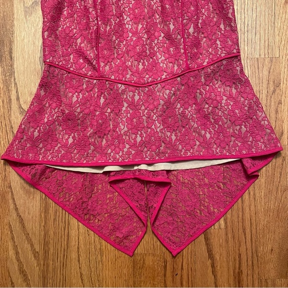 NWT BCBGMaxAzria Larke Turkish Rose Lace Halter Peplum Top size 10 - Picture 6 of 16